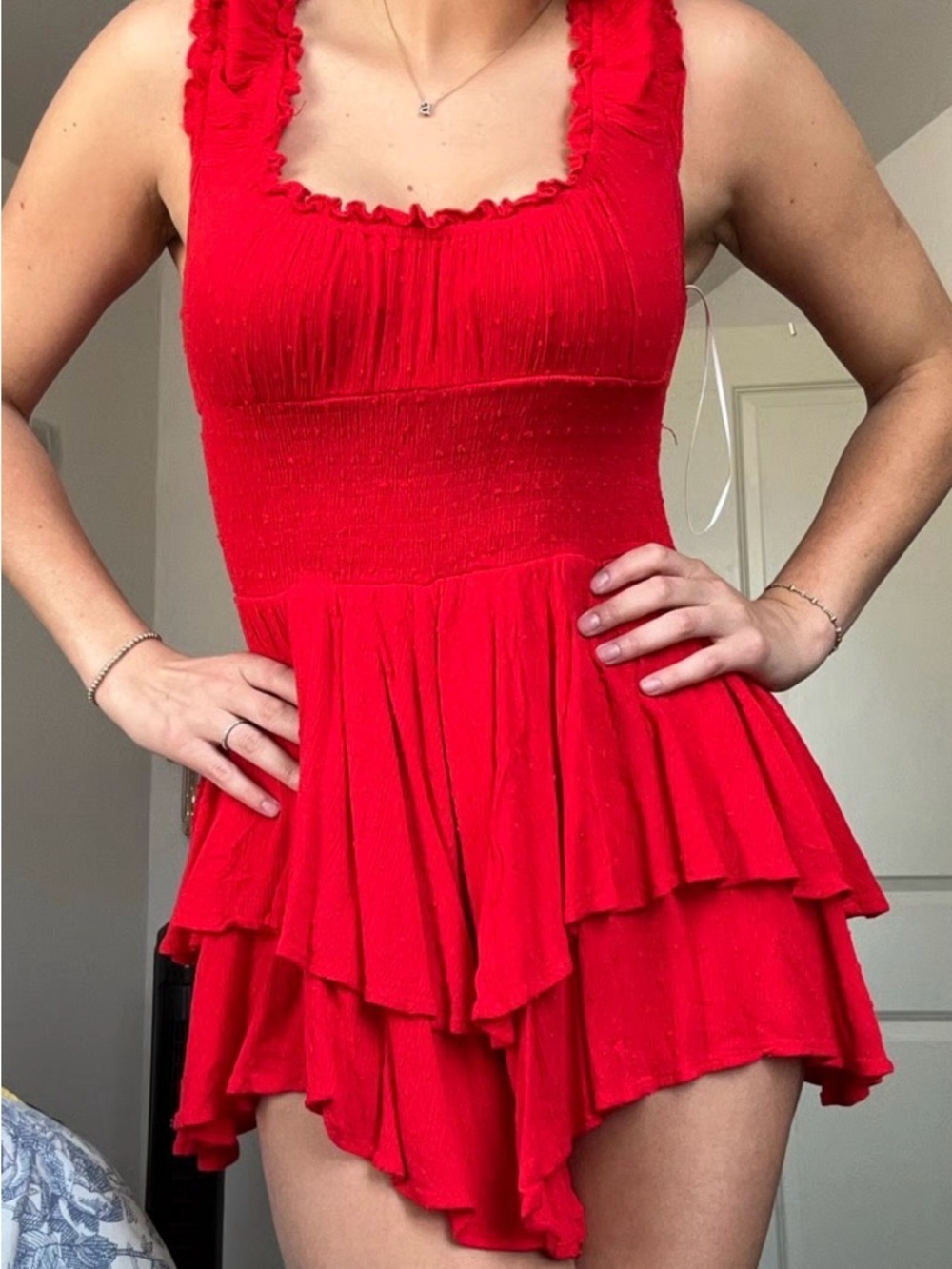Princess Polly Red  Ruffle Dress